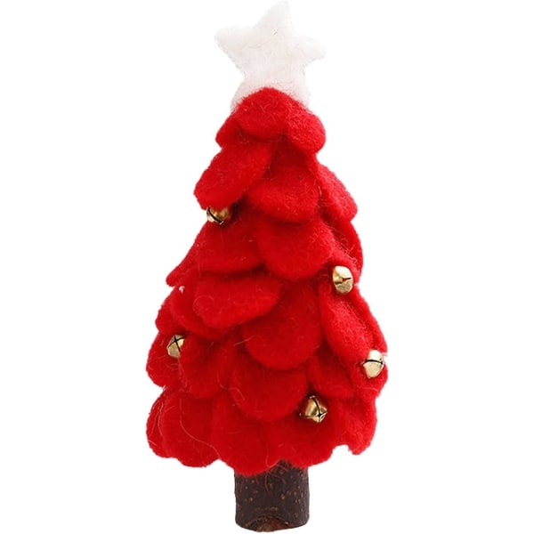 Filt juletræ Skrivebordsjuletræ med røde klokker Falsk juletræ Lille træbassin Børnebassin Skrivebordspynt (3 stykker)
