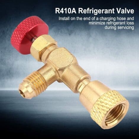 R410A 1/4 \"-5/16 \" Flowreguleringsventil – Messingadapter til kølemiddelpåfyldning – Minimerer kølemiddeltab – Nem installation