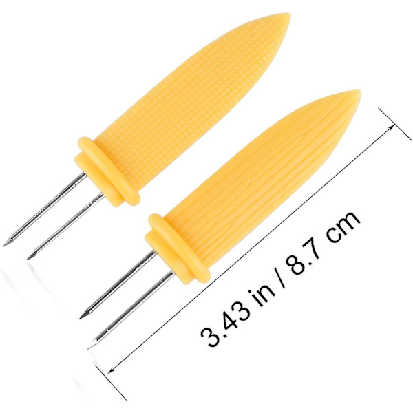 30-pack Majskolvshållare i rostfritt stål Majskolvsgrillspett för hemkök och grill, 6 cm gul