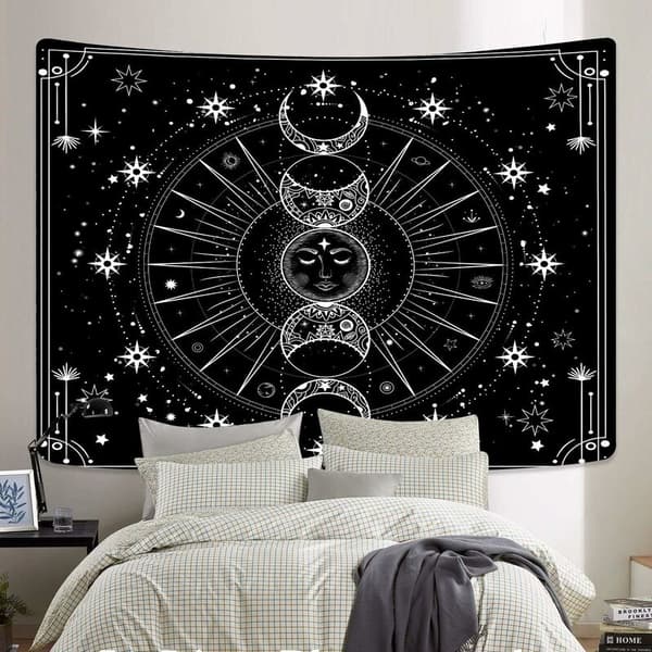 1 pc 51.2L x 59.1W Sun Moon Tapestry Wall Hanging Sun with Stars S