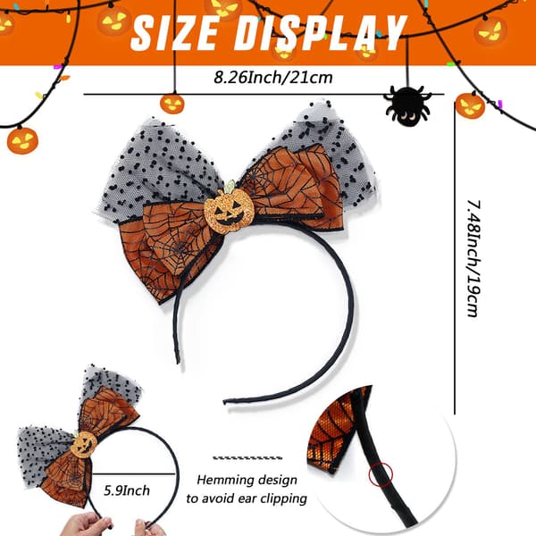 Halloween hodeplagg spøkelse spindelvev hode pop pannebånd prinsesse hode pop Halloween glad hårtilbehør cosplay festdekorasjon 2 stykker