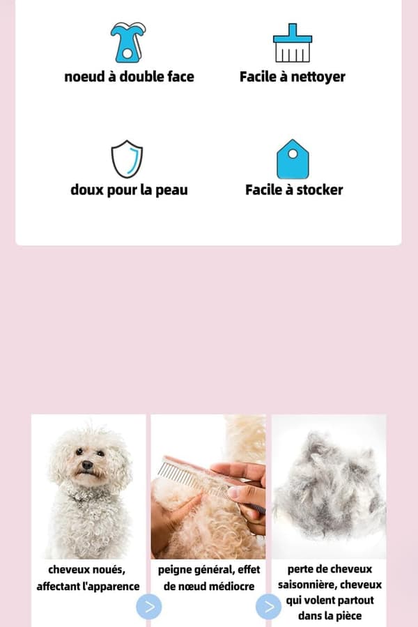 Professionel børste til hunde og katte, børste til langt hår, dobbeltsidet anti-filt kam, blå