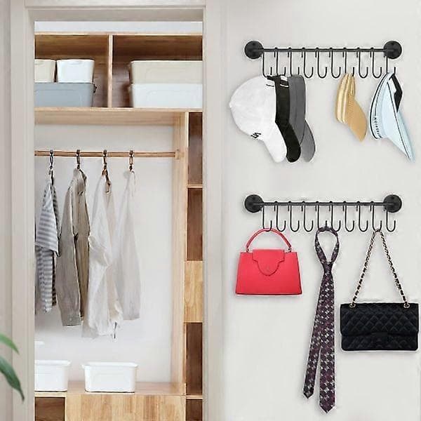 Wall Cap Rack, Baseball Cap Organizer, Clothes Hanger with 20 Hooks, Modern Metal Wall Mount Cap Rack, Cap Display, 2-Pack