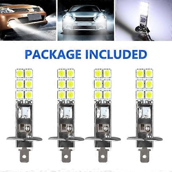 4X H1 6000K Super Vita LED-frontlyspærer Kit Tåkelys