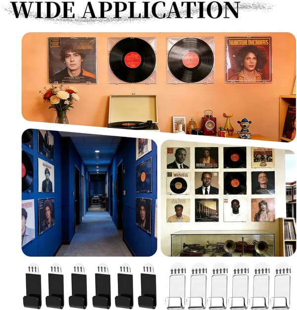 Self-Adhesive Vinyl Record Wall Mount 12 Pcs Transparent No Drilling for Credit Card Collection