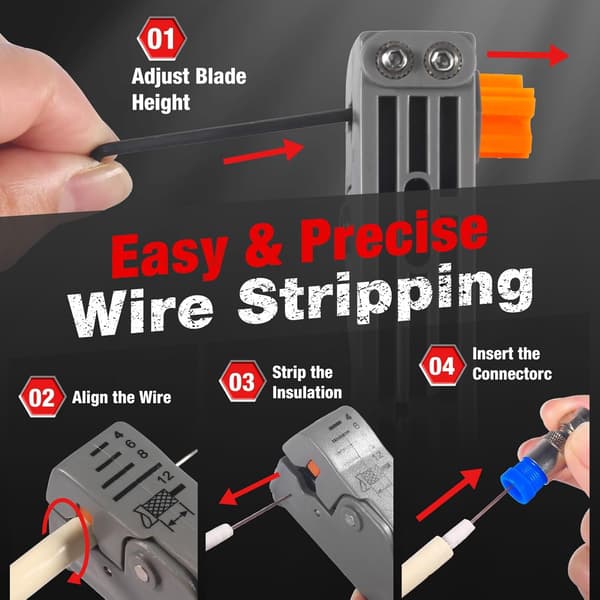 Coaxial Cable Crimper, 3-in-1 Coaxial Cable Repair Kit with Adjustable Stripper