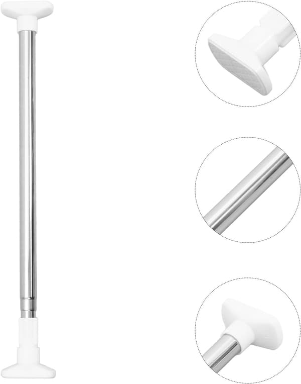 Justerbar 50cm-80cm Spennstang Gardinstang Rustfritt Stål Ingen Boring Elegant Hvit Dusjforhengstang