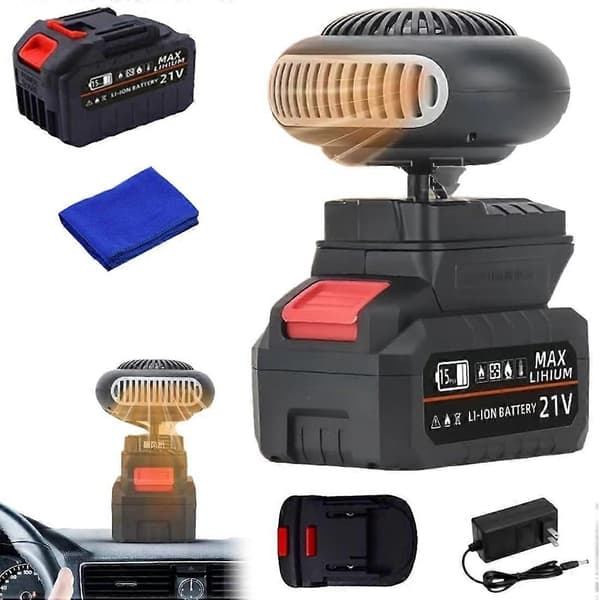 Portable Car Heater with Cordless Rechargeable Battery, Rapid Windshield Defrost, and Quiet Small Space Heating