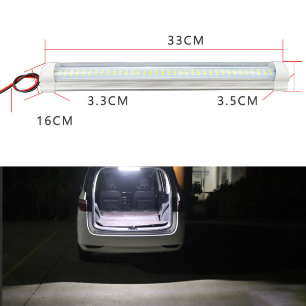 1 stk LED-list 12V, Auto LED-stripe 108 SMD LED Bilinteriør LED-stripe 12V~80V - Lyssterk LED-stripe LED-belysning 12V Varebil med bryter