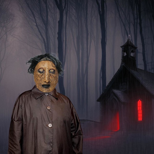 Halloween Horror Grimase Mask Skræmmende Latex Hud Med Hår Realistisk Halloween Uhyggelig Cosplay Rekvisitter Brun Brown