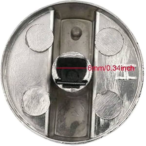 Gasskomfyr-knapper, 4 stk, Metall, 6 mm, Sølvfarget, Justeringsknapper for gasskomfyr eller ovn
