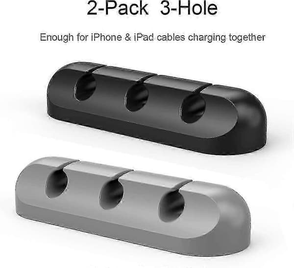 Cable Clips (2-Pack) - Cord Organizer with 6mm Wire Holders, Self-Adhesive Rubber Hooks for Desk, Car, Office - Cable Management Solution