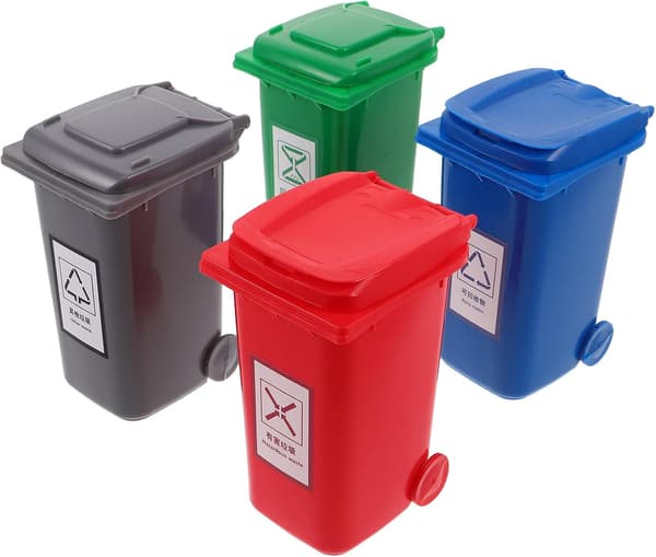 4-pack Mini Desktop Bins with Lids - Small Desk Organizer for Office