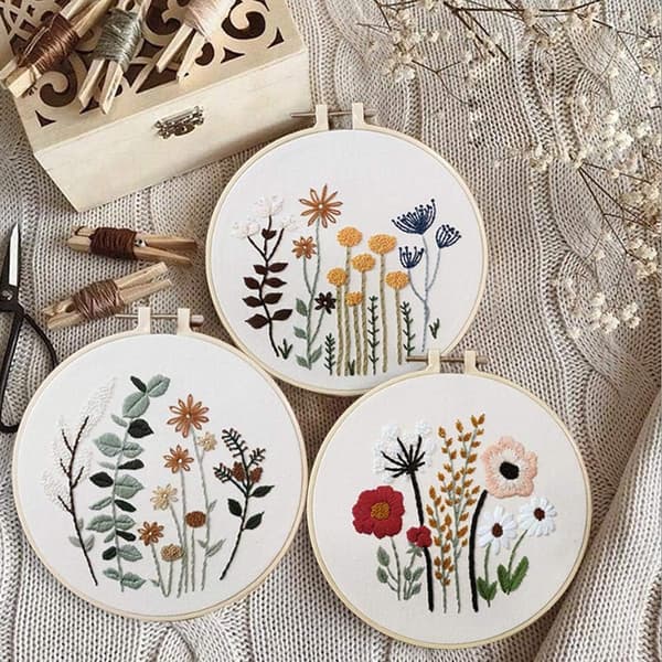 DIY Blommönster Broderikit Cirkel Broderi Korsstygn S301