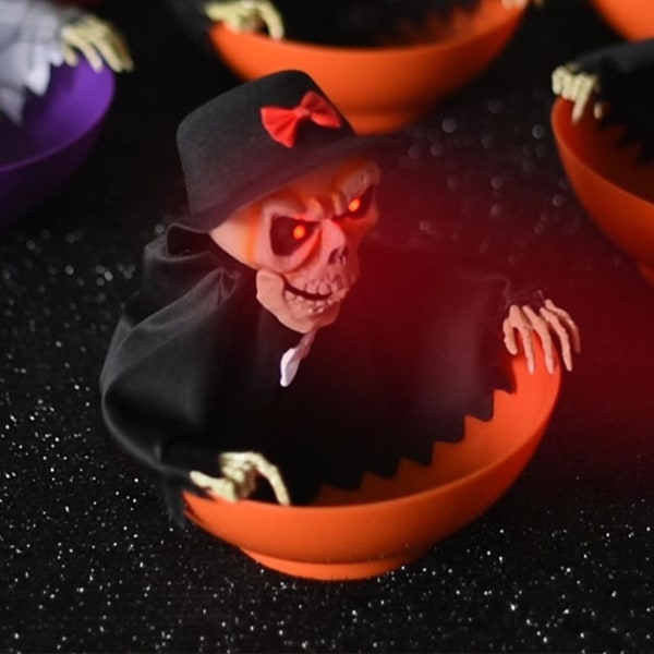 BHalloween Animerad Scream Skull Candy Bowl med rörelsesensor ScreamB