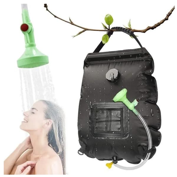 Solar Powered Camping Shower, 20 Liters, Black