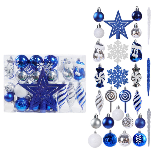 Jul 88 hengende ornamenter juletre ornamenter anheng plast ball Fem-spiss stjerne malt sett ball jule ball dekorasjon blå Blue