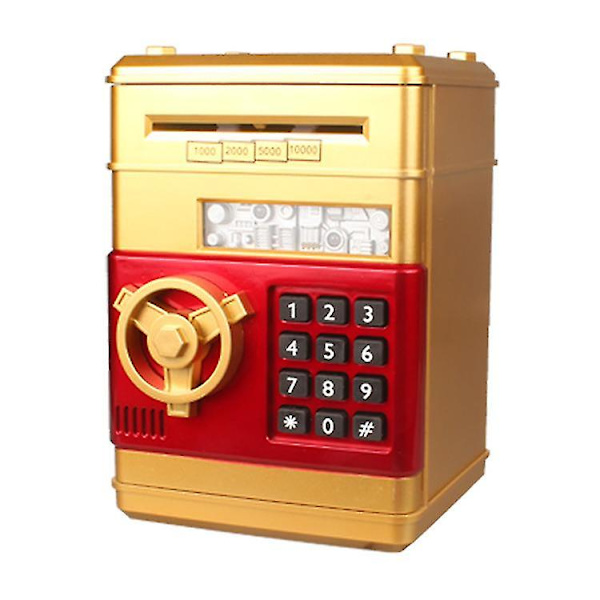 Highttoy Sparbanksautomat för Barn 3-12 År Elektronisk Atm Pengasäker för Barn Spargris Atm Lösenord Pengasäker Guld