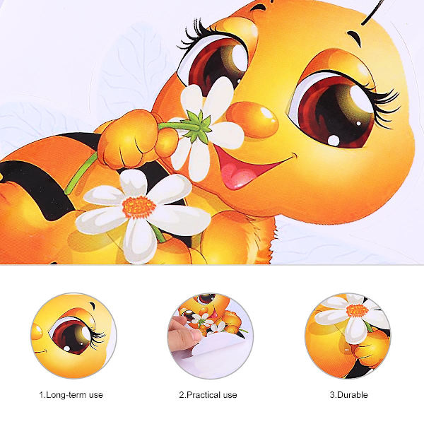 3 stk 3D Tegneserie Bi Bilstickere Bilsticker Til Karosseri, Kofanger Og Vindue Gul 14x14x0.1cm