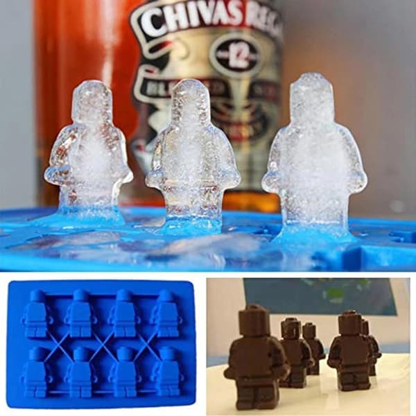 2 st DIY Robotformad Non-Stick Silikon Isbitsform Hemlagad Födelsedagstårta Dekoration Bakformar Mini Tecknad Design 8 Hålrum
