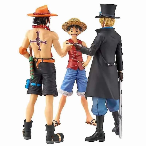 20cm Anime One Piece Tre Brødre Figur Samleobjekt Modell Dekorasjon Statue Leke Figur Jul GaveACE i eske