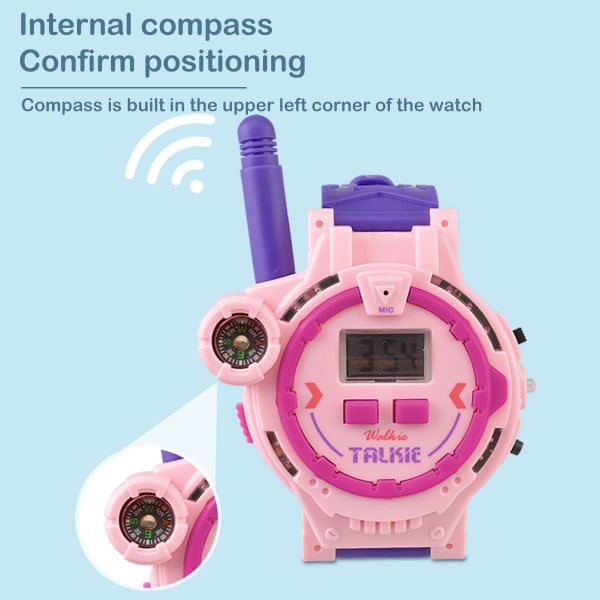 2st Walkie Talkies Klockor Leksak med ficklampa Kompass Antenn Anti-interferens Spy Watch Toy USB Uppladdningsbar Spy Watch för barn