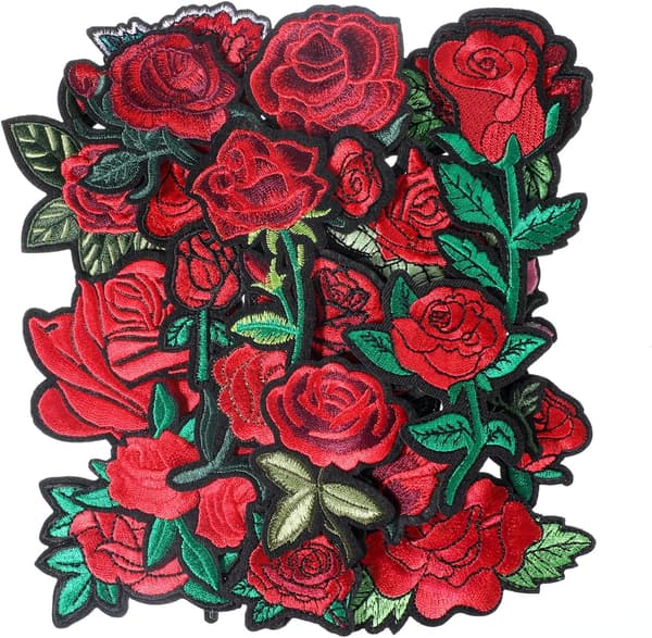 25 stk. rose-strykelapper til ryggsekk