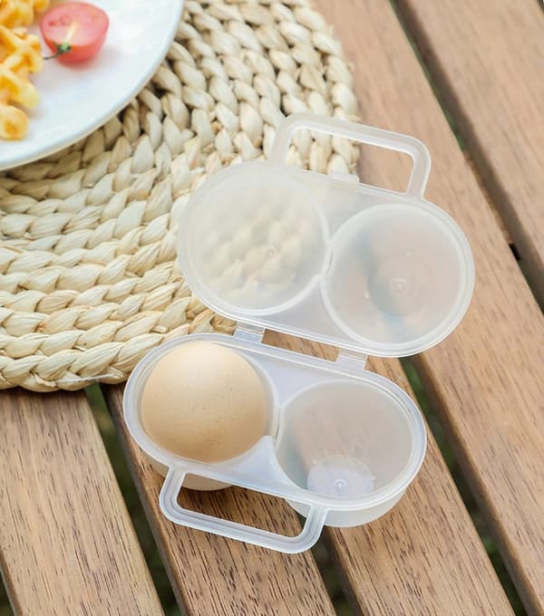 Egg Storage Container 2-pack, Portable PP Egg Holder with 2 Compartments for Camping, Picnic, and Hiking, Clear