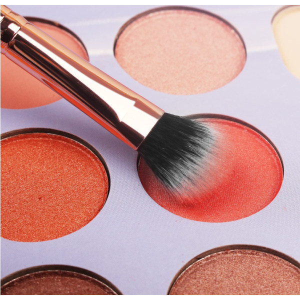 Makeupbørster 16 stk. Makeupbørstesæt med 1 Øjenbrynsskraber Premium Syntetiske Foundationbørster Blending Face Powder E