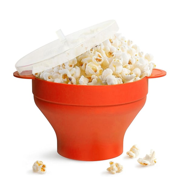 Foldbar silikone popcorn bøtte Lilla Grønt køkkenredskaber Sæt Dagligvarer Blød skrubbe Køleskab B