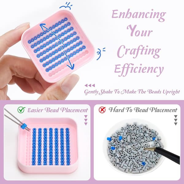 6-piece 2.6mm fuse bead board kit, Perler bead board single/double needle tweezer kit, efficient bead board sorting tool for easy bead handling