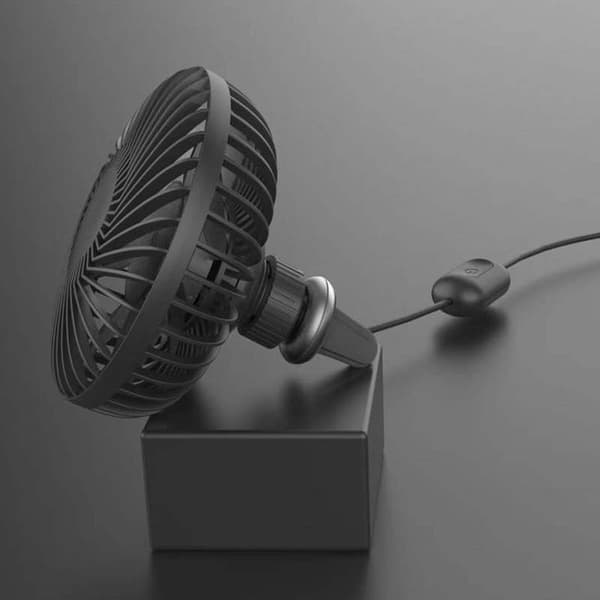Sort bilventilator MINI USB 360° klemme køling drejelig 3 hastigheder luftcirkulation SUV lastbil