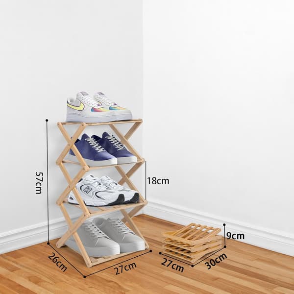 Small Vertical Shoe Rack, Portable Foldable Shoe Rack with 4 Shelves, Freestanding Shoe Rack - No Installation Required - FF-