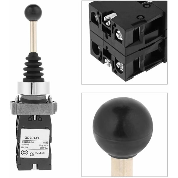Joystick Switch, Joy Stick Controller 4-Position Spring Return Switch Industrial Replacement Switches Black