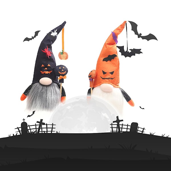 Halloween-kääpiö Kurpitsa Lepakko Ruotsi Tomte Nisse LED-valoilla Maalaistalon Koriste Keltainen