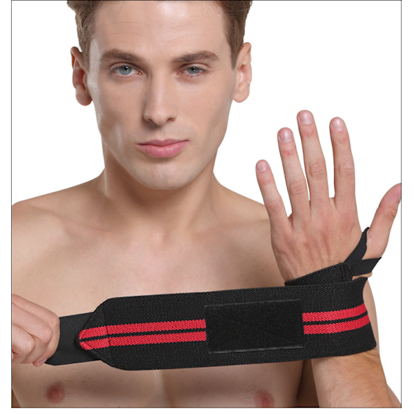 Handledsskydd för tyngdlyftningsträning - handledsstöd för bodybuildingträning - handledsskydd för män/kvinnor (svart, mörkröd)