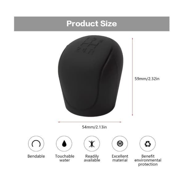 Gear Shift Knob Cover - Universal - Soft Silicone - White - Stretchable