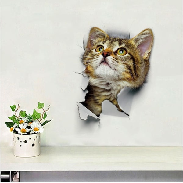 5 ST 3D väggdekaler Katter självhäftande, barn väggdekaler/avtagbara vinyl konst väggmålningar för vardagsrum Baby rum Sovrum Toalett