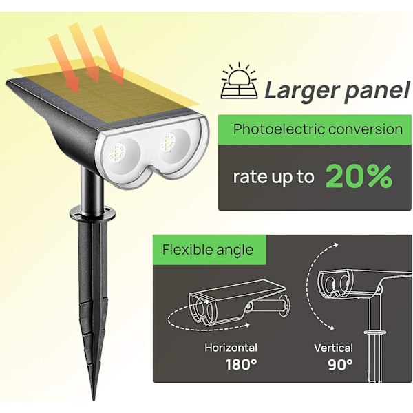 Multifarvet Udendørs Solcelle Spotlight, 7 LED Solcellelamper Vandafvisende IP67, Justerbar Solcelle Spotlight med 2 Lystilstande, Farverig