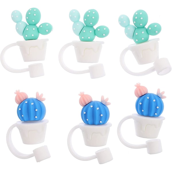 6pcs Silicone Straw Tips Cover, Reusable Drink Straw Caps Tips Lids, Cute Straw Plug Straw Protector For 6mm Straws Style A