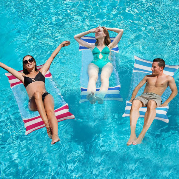 3-pack tyg uppblåsbara poolflottor, vuxna för storlek vattenhängmatta solstol, multifunktionell 4-i-1 (sadel, fåtölj,