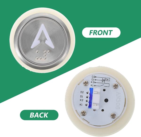 Stainless Steel Elevator Buttons, Round Up and Down Arrows, Suitable