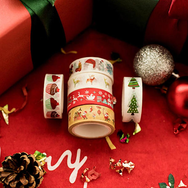 12 Rullar Jultema Washi Tape DIY Scrapbooking Maskeringstejp för Presentinslagning Konst och Hantverksprojekt