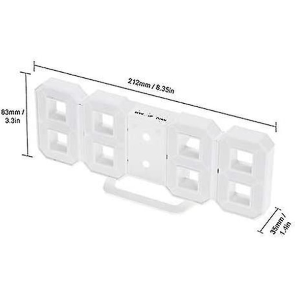 3d led väggklocka, modern digital uppvaknande kompatibel med hem, kök, kontor, nattduksbord, väggklocka, 24 eller 12 timmars display