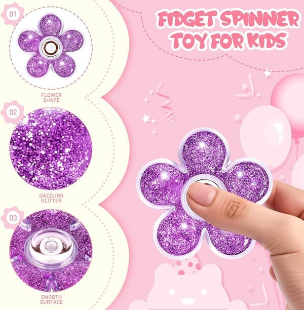 Glitter Fidget Spinners – 5-pack sensoriska stresslindringsleksaker för barn och tonåringar