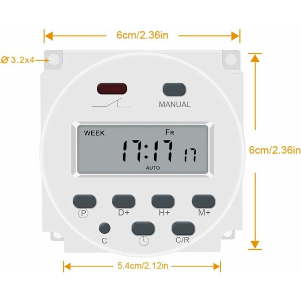 CN101A DC 12V Ohjelmoitava Digitaalinen LCD-ajastin LCD-näyttö Digitaalinen 12