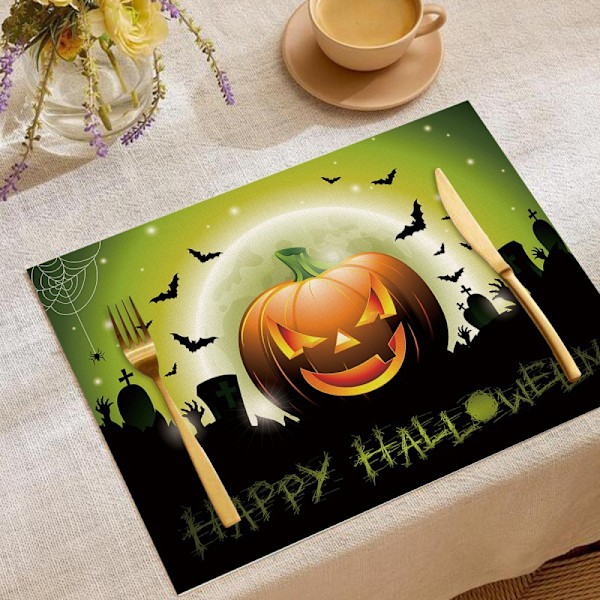 4 st Halloween-underlägg 11,8\"x15,7\" Underlägg Kök Dekoration Rektangulära Bord Underlägg för Halloween Matbord Tillbehör