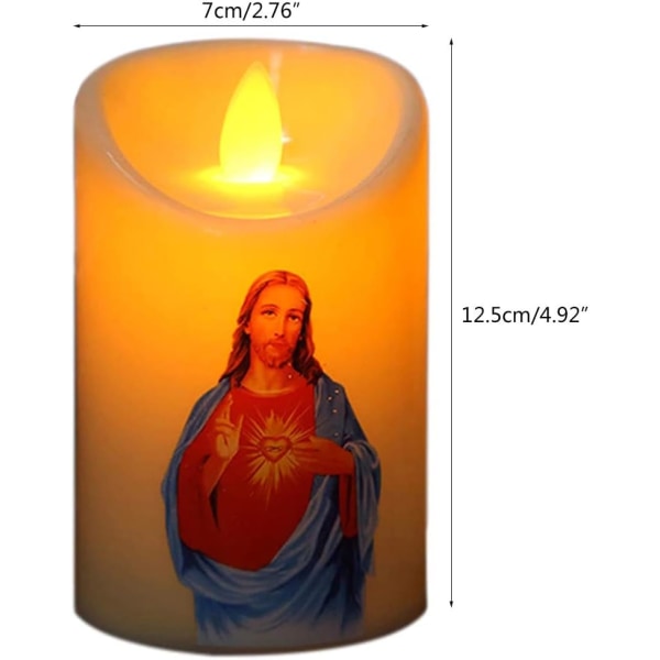 Jesus Kristus Flammefri Bønnestearin LED telampe Romantisk søylelampe Kreativ Flammeløs Elektronisk Lys LED Bønn C
