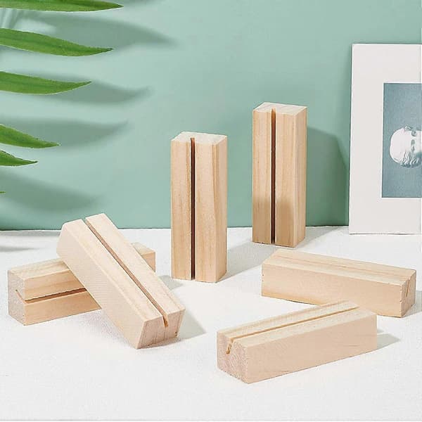10-pack Trä Placeringskortshållare Trä Meny Skylthållare Bordsnummer Kortdisplayställ För Bröllopsmiddag Hem