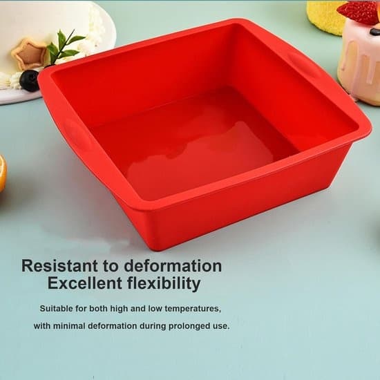 2-piece Silicone Baking Mold Set - Square Non-stick Cake Pans for Brownies, Cheesecake, and Bread - Red Kitchen Accessories